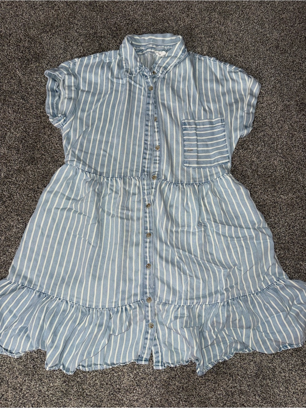 Blu Pepper Light Blue and White Striped Dress
